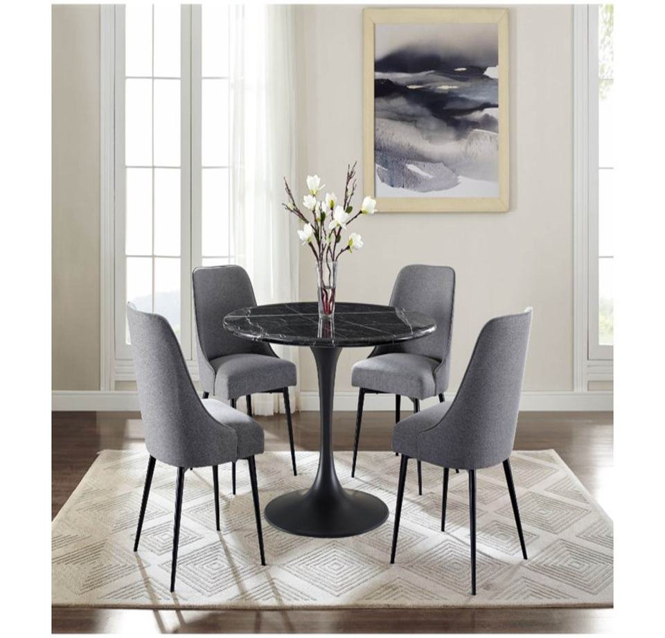 High End Furniture Modern Design Natural Black Marble Dining Table, 4 Seater Dining Table for Restaurant & Cafe, Meeting Table - Image 2