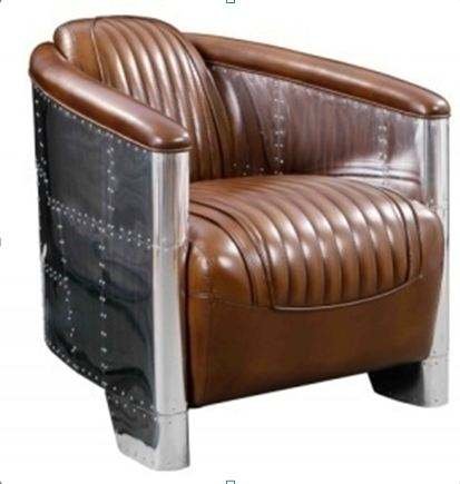 High-End Modern Vintage Indian PU Leather Aviator Single Seater Sofa - Image 3