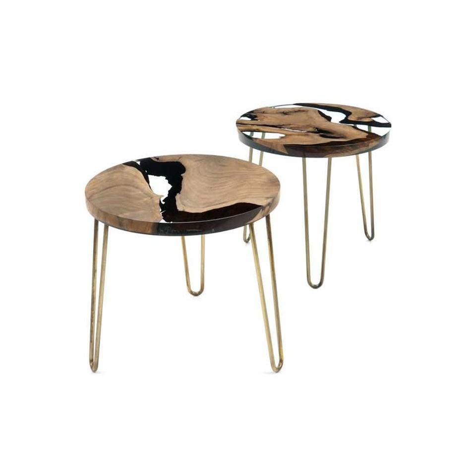 Modern Customisable Live Edge Solid Wood & Epoxy Resin Coffee Table with Hairpin Legs - Image 4