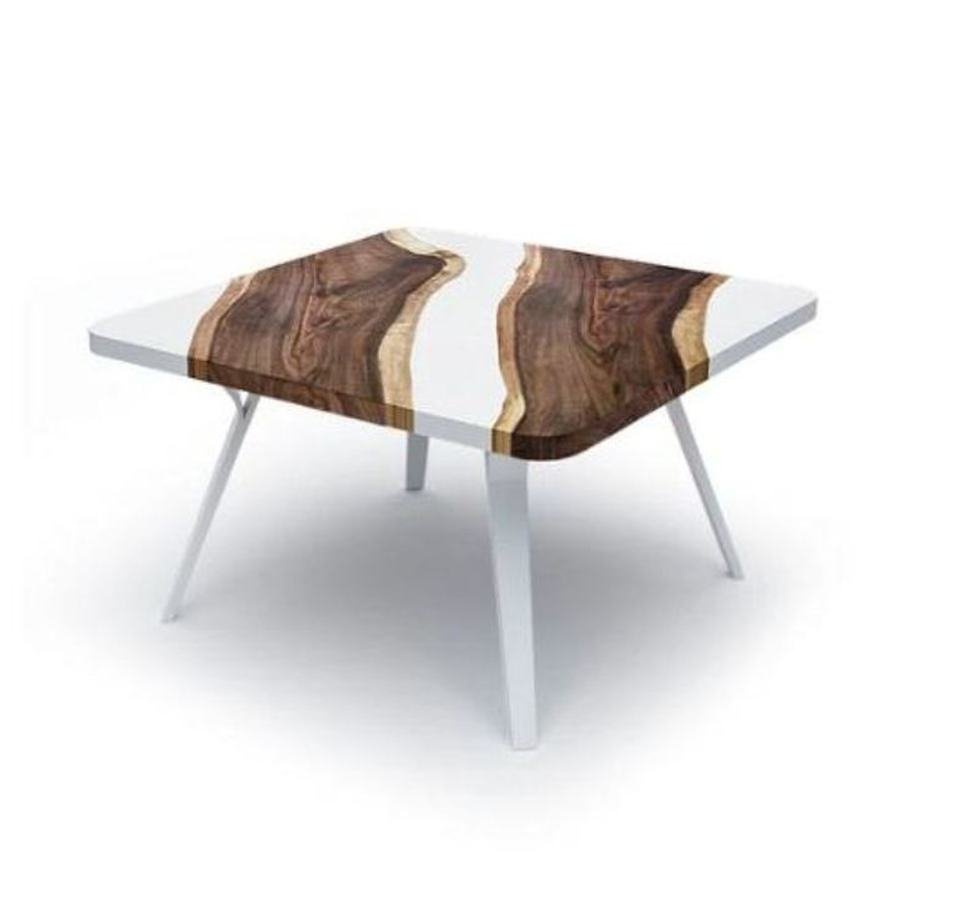 Luxury Live Edge Acacia Solid Wood Coffee Table with White Epoxy Resin