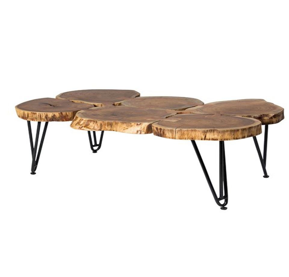 Antique Natural Live Edge Log Wood Coffee Table - Image 2