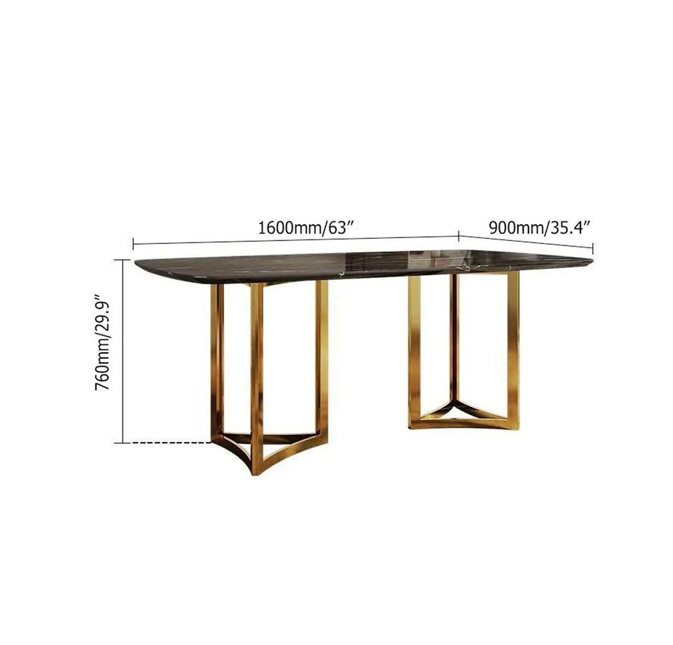 High-End Natural Black Marquino Marble Dining Table - Image 2