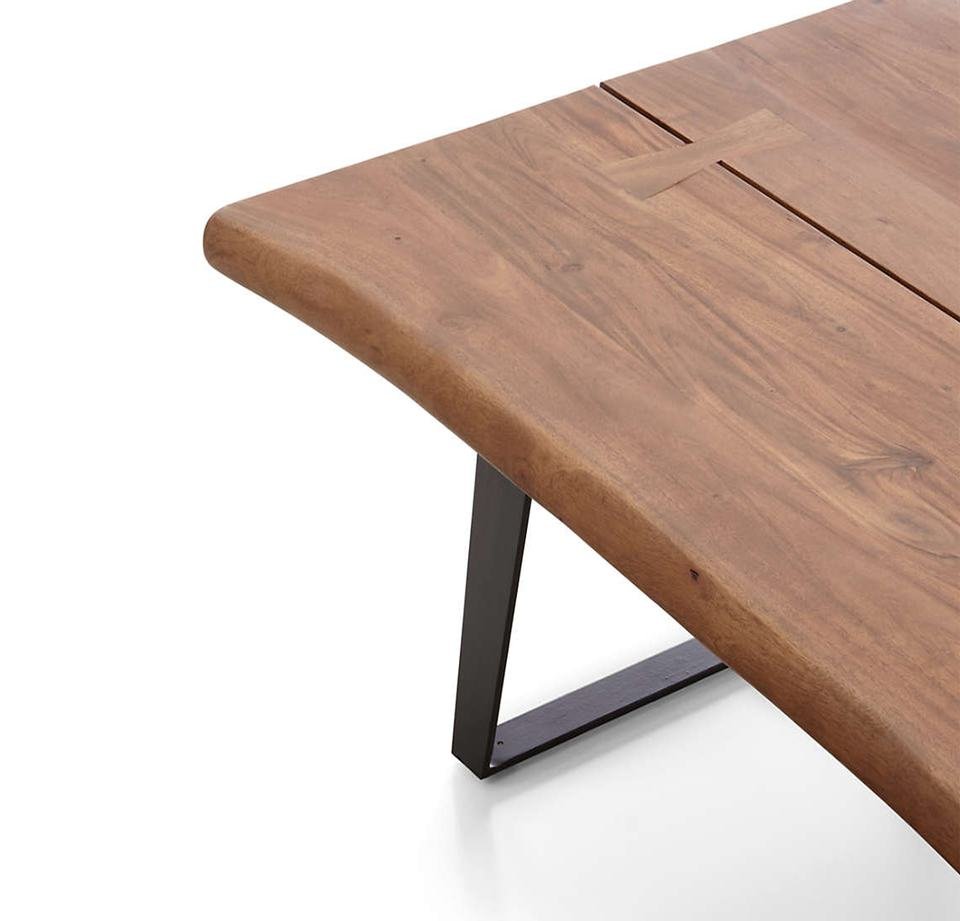 Modern Classic Live Edge Solid Wood Dining Table with Iron Legs - Image 4