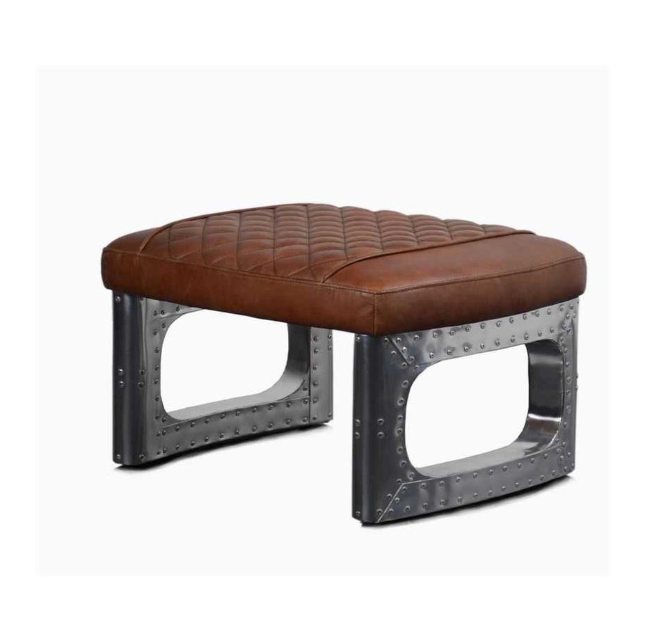Luxury PU Leather & Aluminium Aviator Aircraft Stool - Image 6