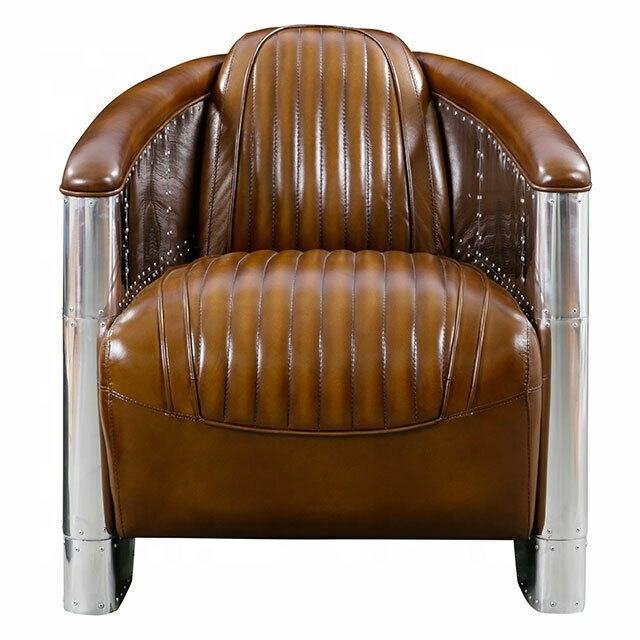 High-End Modern Vintage Indian PU Leather Aviator Single Seater Sofa - Image 2