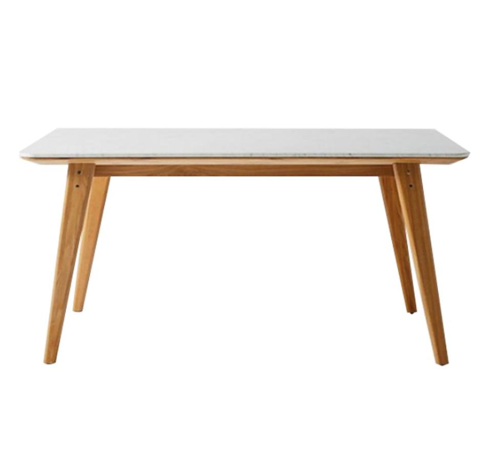 Wholesale Modern White Marble Dining Table with Solid Wooden Legs - Image 6