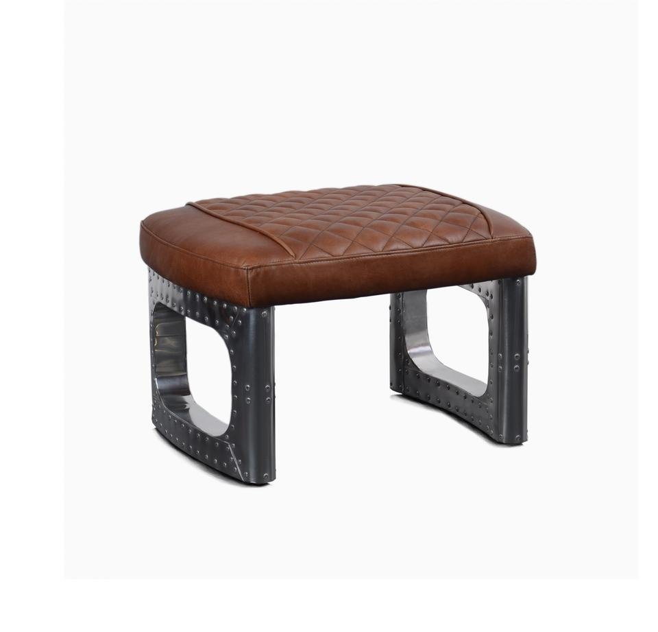 Luxury PU Leather & Aluminium Aviator Aircraft Stool - Image 3