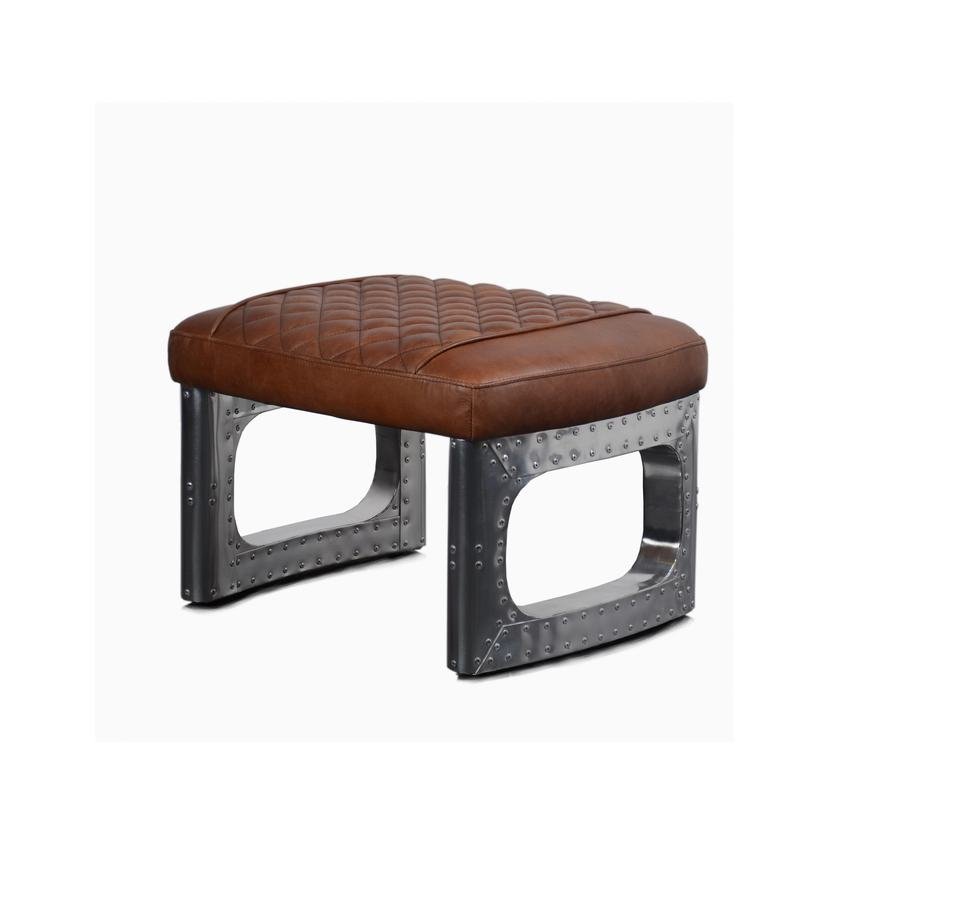 Luxury PU Leather & Aluminium Aviator Aircraft Stool - Image 5
