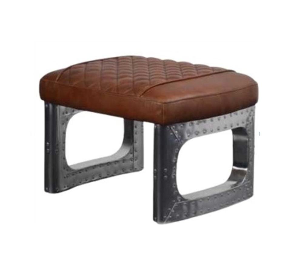 Luxury PU Leather & Aluminium Aviator Aircraft Stool - Image 2