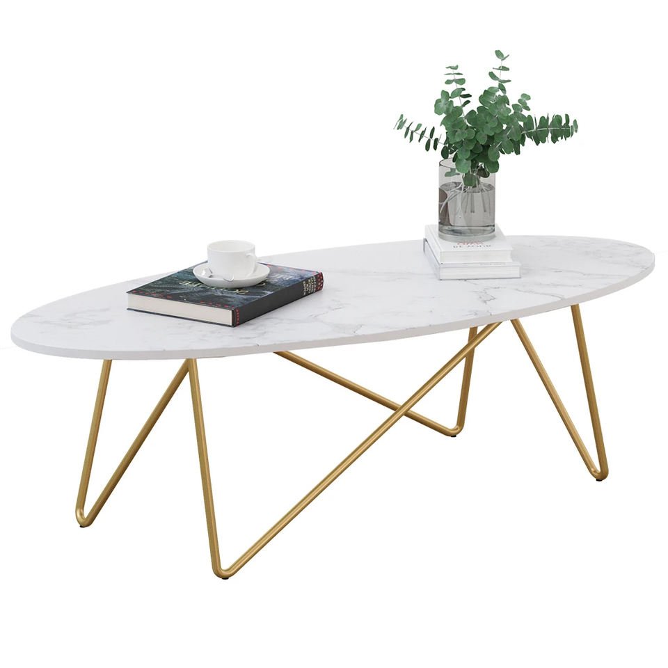 High Quality Modern Marble Coffee Table with Iron Legs - Image 2