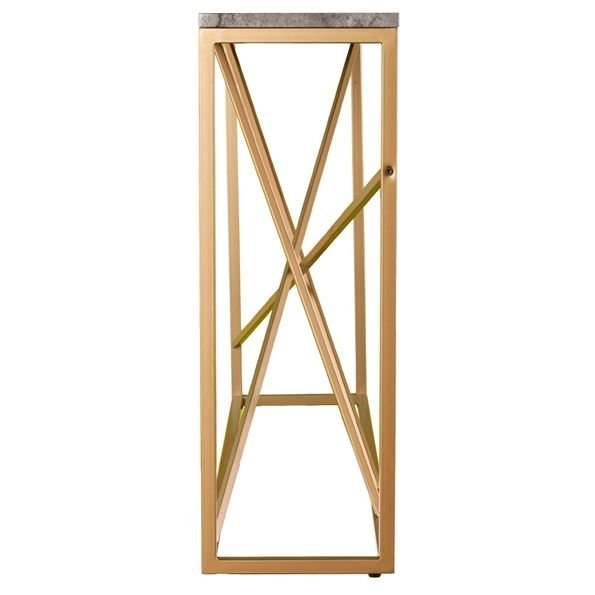 Luxury Rainforest Brown Marble Console Table with Iron Legs - Image 4