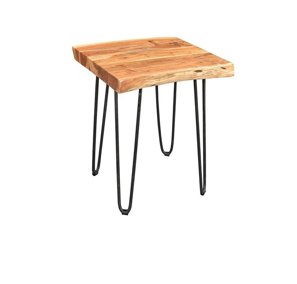 Modern Solid Wood Side Table with Hairpin Iron Legs – Live Edge Coffee Table - Image 2