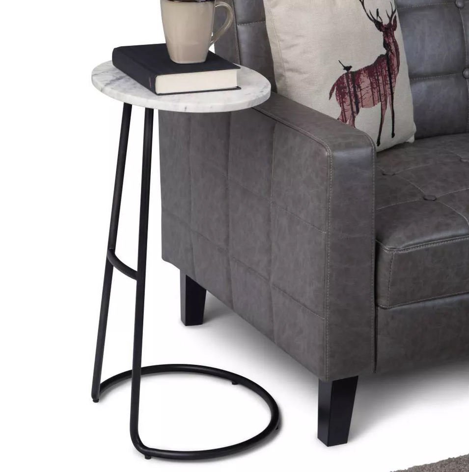 Luxury Modern Design Side Table End Table Sofa Table With Natural White Marble Top and Iron Leg Home Furniture Coffee Table - Image 2