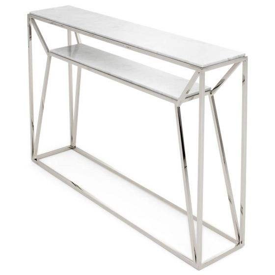 Luxury Design Furniture Classic Design Natural White Banswada Marble Top with Iron Base Console Tables for Living Room - Image 3