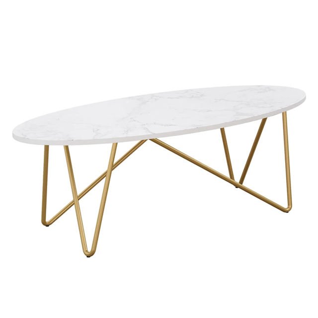 High Quality Modern Marble Coffee Table with Iron Legs - Image 5
