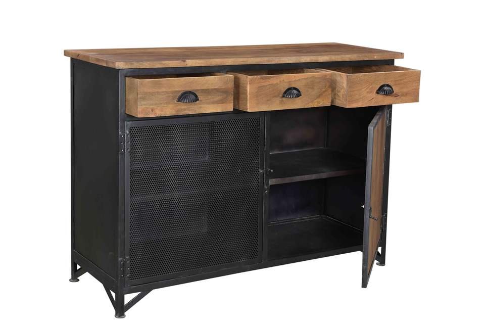 Industrial Solid Wood & Iron Sideboard – Modern Living Room Cabinet - Image 2
