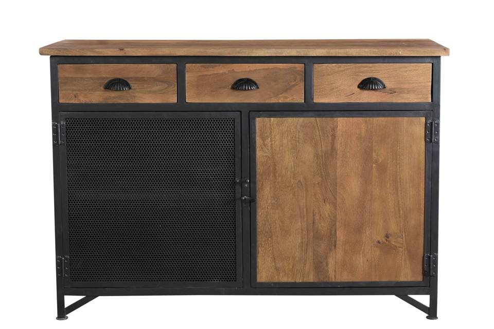Industrial Solid Wood & Iron Sideboard – Modern Living Room Cabinet - Image 3