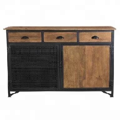 Industrial Solid Wood & Iron Sideboard – Modern Living Room Cabinet - Image 5