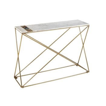 Luxury Design Furniture Classic Design Natural White Banswada Marble Top with Iron Base Console Tables for Living Room