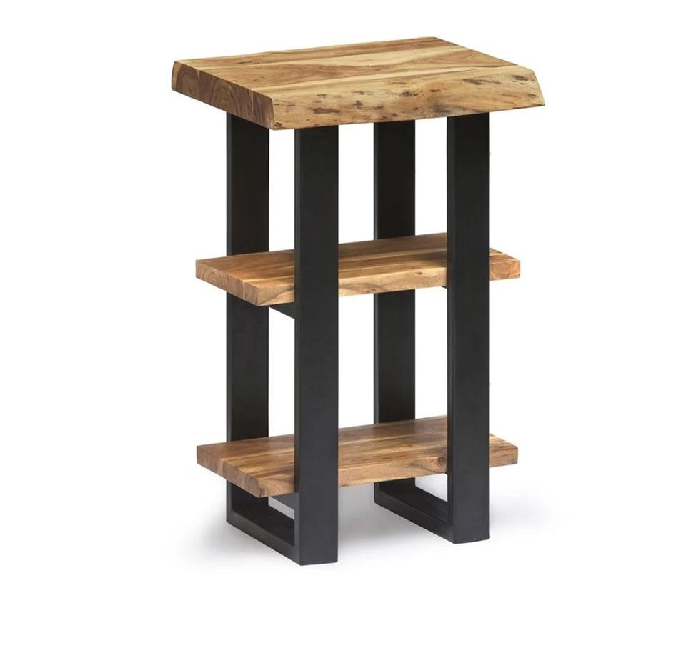 Traditional Live Edge Solid Wood 2-Tier End Table – Modern Side, Sofa & Coffee Table - Image 3