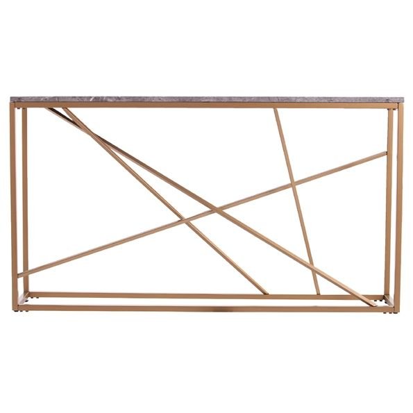 Luxury Rainforest Brown Marble Console Table with Iron Legs - Image 7