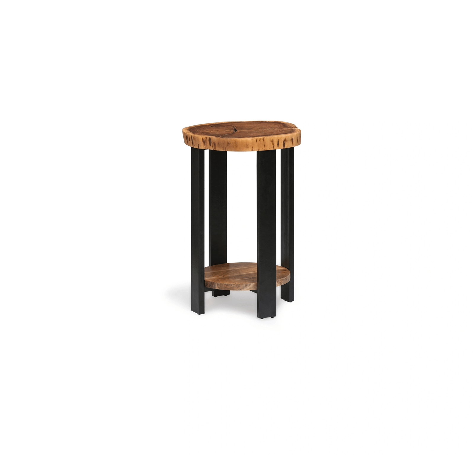 Latest Design Solid Acacia Wood Natural Live Edge Round End Table, Side Table, Sofa Table, Coffee Table in Natural Finish