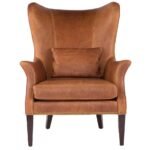 Luxury Design Faux Leather High Back Single Seater Sofa with Wooden Legs