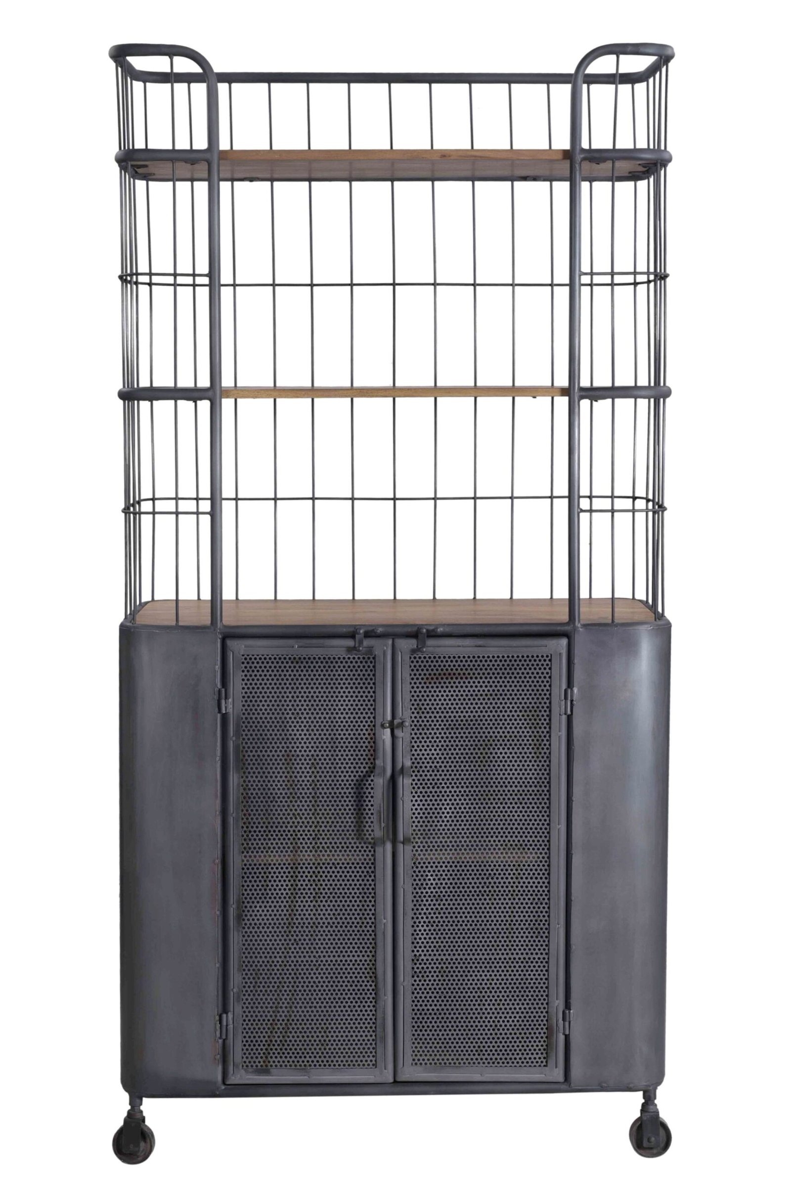 UTB8yrDTCFfFXKJk43Otq6xIPFXal.jpg Industrial Bookcase with Wooden Shelves and Caster Wheels - Image 1